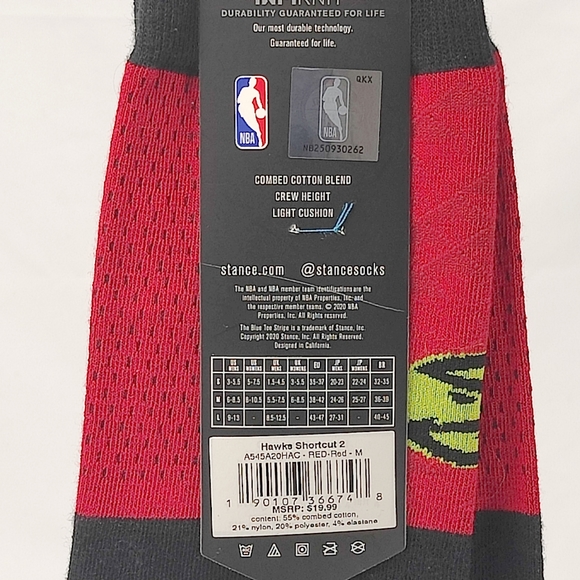 NWT Stance x NBA Atlanta HAWKS SHORTCUT 2 Crew Socks Size M 6-8.5 - Picture 8 of 11